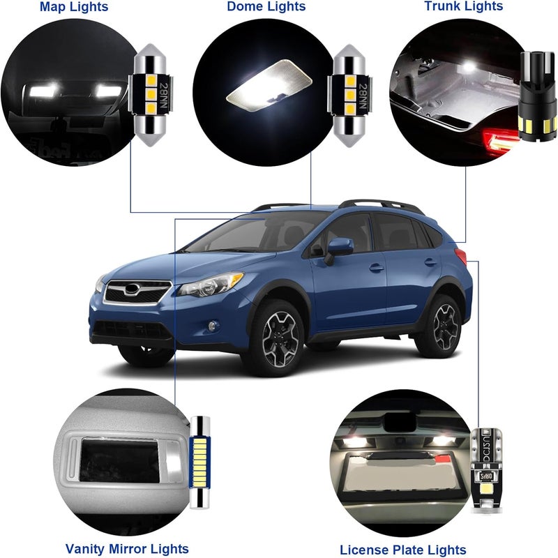 EASY EAGLE LED Interior Car Lights for XV-Crosstrek-2013-2022: 8 Piece Kit White LED Light Bulbs - Super Bright 6000K + Install Tool - Image 3